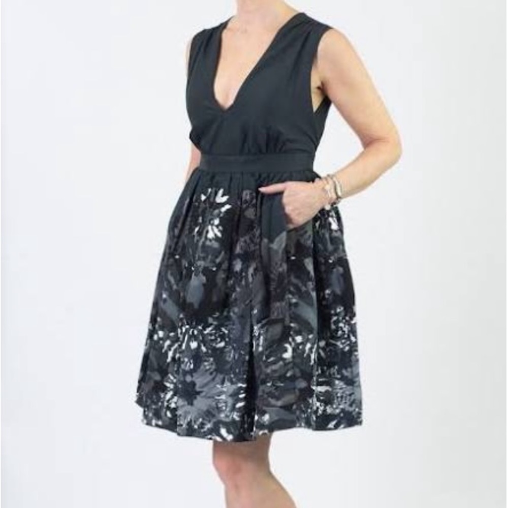 ADAM BY ADAM LIPPES FLORAL V-NECK DRES